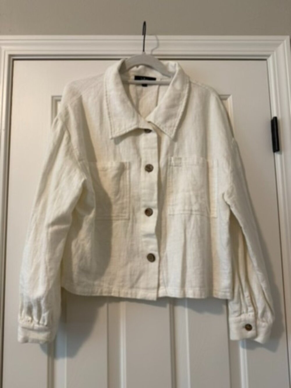 Lulus Ivory Linen Blend Button Front Jacket Size Medium